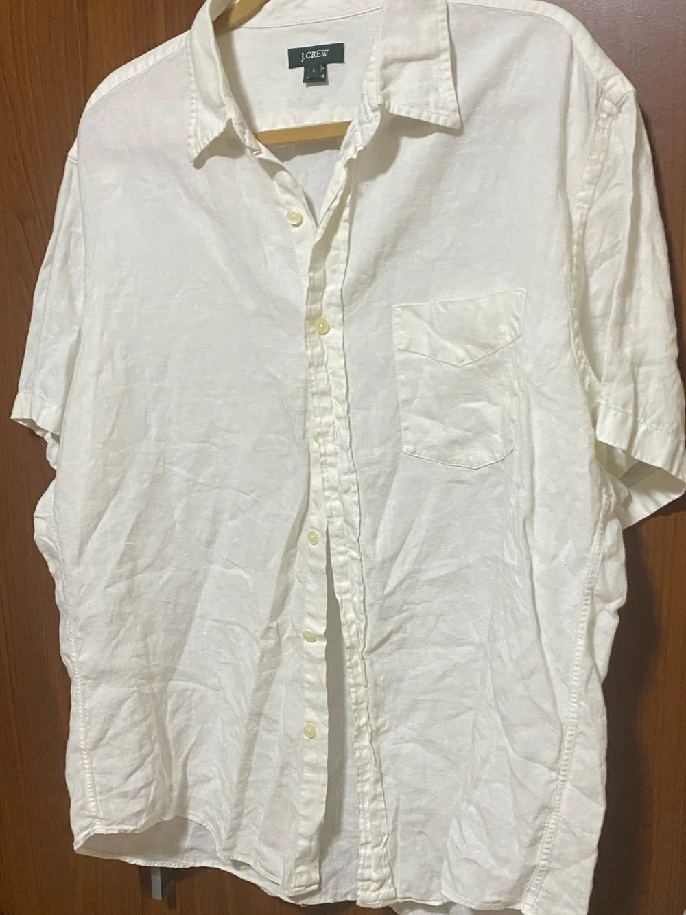 J. Crew White Short-Sleeve Linen Button-Down Shirt